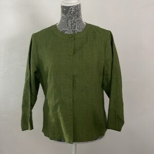 NWOT Eileen Fisher Irish Linene Mandarin collar cardigan jacket Sz Med